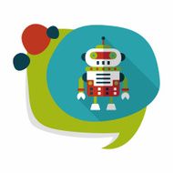 robot concept flat icon with long shadow eps10 N189