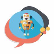 robot concept flat icon with long shadow eps10 N191