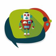 robot concept flat icon with long shadow eps10 N192