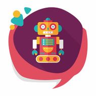 robot concept flat icon with long shadow eps10 N194