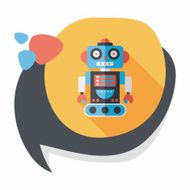 robot concept flat icon with long shadow eps10 N195