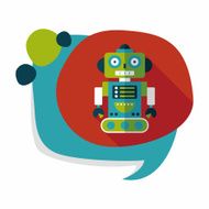 robot concept flat icon with long shadow eps10 N196
