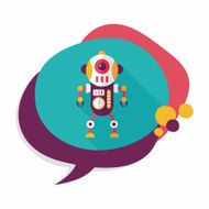 robot concept flat icon with long shadow eps10 N198