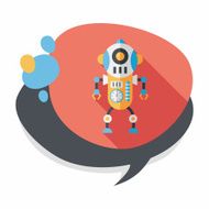 robot concept flat icon with long shadow eps10 N199