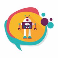 robot concept flat icon with long shadow eps10 N201