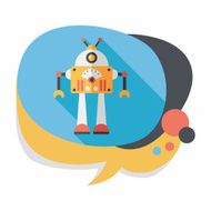robot concept flat icon with long shadow eps10 N202