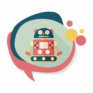 robot concept flat icon with long shadow eps10 N204