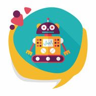 robot concept flat icon with long shadow eps10 N205