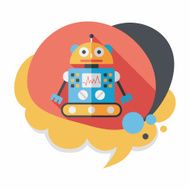 robot concept flat icon with long shadow eps10 N206