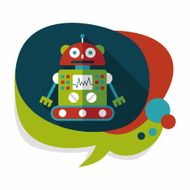 robot concept flat icon with long shadow eps10 N207