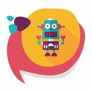 robot concept flat icon with long shadow eps10 N208