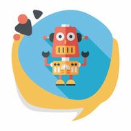 robot concept flat icon with long shadow eps10 N209