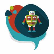 robot concept flat icon with long shadow eps10 N210