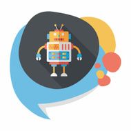 robot concept flat icon with long shadow eps10 N211