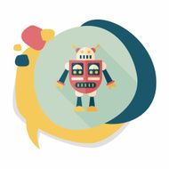 robot concept flat icon with long shadow eps10 N213