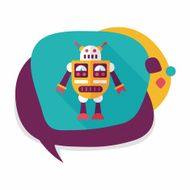 robot concept flat icon with long shadow eps10 N214