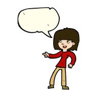 cartoon girl pointing with speech bubble N14
