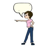 cartoon woman pointing with speech bubble N113
