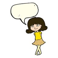 cartoon clever girl with speech bubble N5