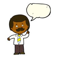 cartoon newsreader man with idea speech bubble N5