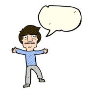 cartoon boy panicking with speech bubble N16