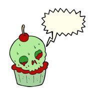 cartoon halloween cup cake with speech bubble N5