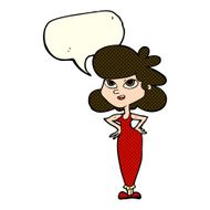 cartoon girl with hands on hips speech bubble N11