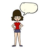 cartoon surprised woman with speech bubble N129