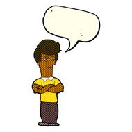 cartoon man with folded arms speech bubble N13