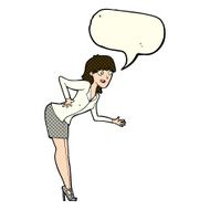 cartoon businesswoman explaining with speech bubble N6