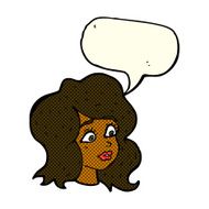 cartoon woman looking concerned with speech bubble N6