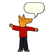 cartoon happy fox man with speech bubble N12