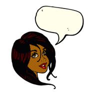 cartoon pretty female face with speech bubble N52