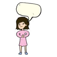cartoon happy woman with speech bubble N129
