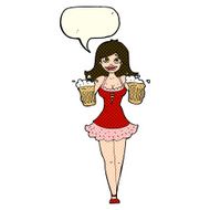 cartoon beer festival girl with speech bubble N6