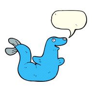 cartoon seal with speech bubble N10