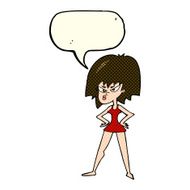 cartoon angry woman in dress with speech bubble N6