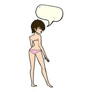 cartoon woman in bikini with speech bubble N28