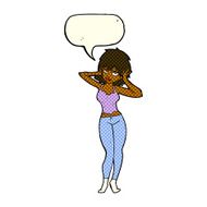 cartoon pretty woman with speech bubble N140