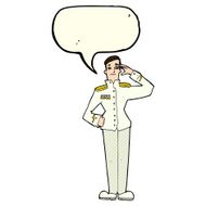 cartoon military man in dress uniform with speech bubble N6