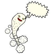 cartoon spooky ghost with speech bubble N23