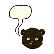 cartoon black teddy bear head with speech bubble N3