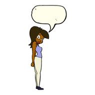 cartoon pretty woman with speech bubble N141
