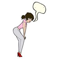 cartoon woman posing with speech bubble N15