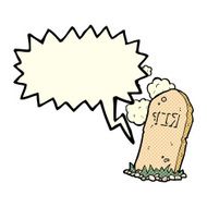 cartoon spooky grave with speech bubble N8