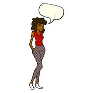 cartoon pretty woman with speech bubble N143