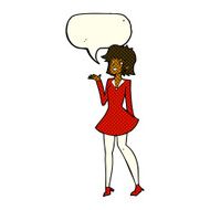 cartoon pretty woman in dress with speech bubble N24