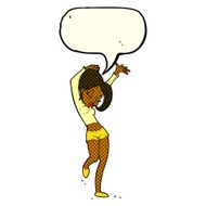 cartoon pretty woman dancing with speech bubble N11