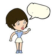 cartoon woman waving with speech bubble N175
