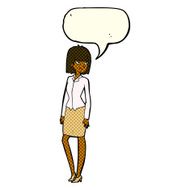 cartoon pretty businesswoman with speech bubble N5